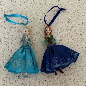 Disney Store Frozen Ornaments Set, Ana and Elsa, 2014